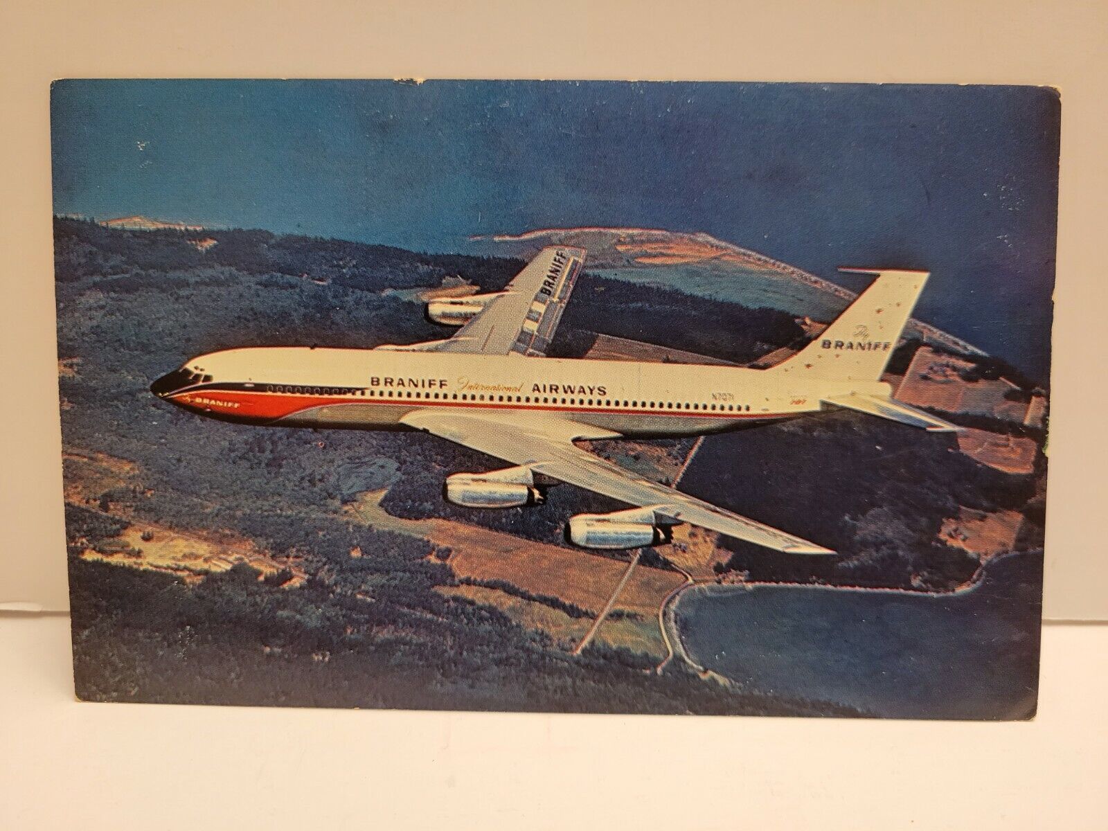 Vintage Postcard Boeing 707 Braniff International Airways El Dorado Super Jet