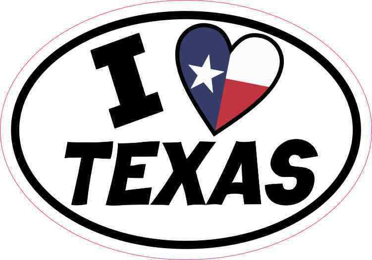 5x3.5 Oval I Love Texas Sticker State Flag Car Truck Bumper Cup Tumbler Stickers