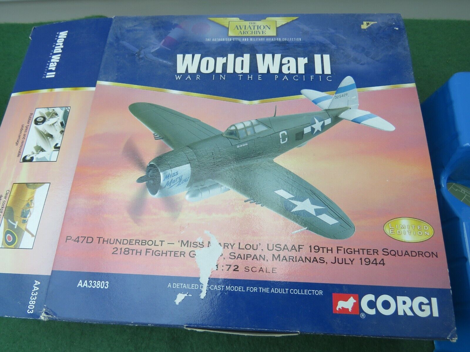 CORGI LTD EDITION WW2 WAR IN THE PACIFIC U.S.A.A.F. P-47D THUNDERBOLT NO STAND