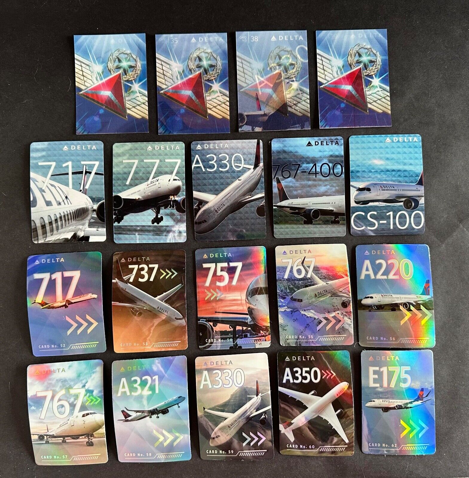 19 Delta Airline Airplane Trading Cards Airbus Boeing MD88 & Rare Holograms