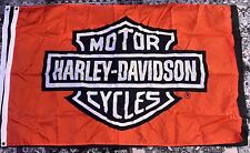 Harley Davidson Embroidered Bar and Shield Orange Flag picture