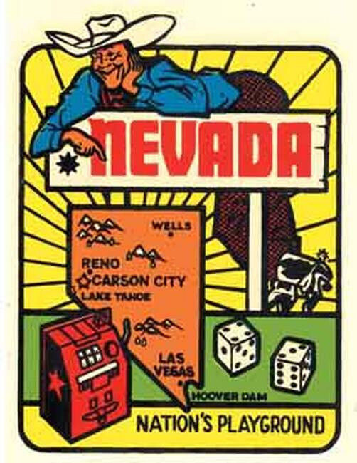 NEVADA - Las Vegas -Playground- Vintage Looking sticker Travel Decal