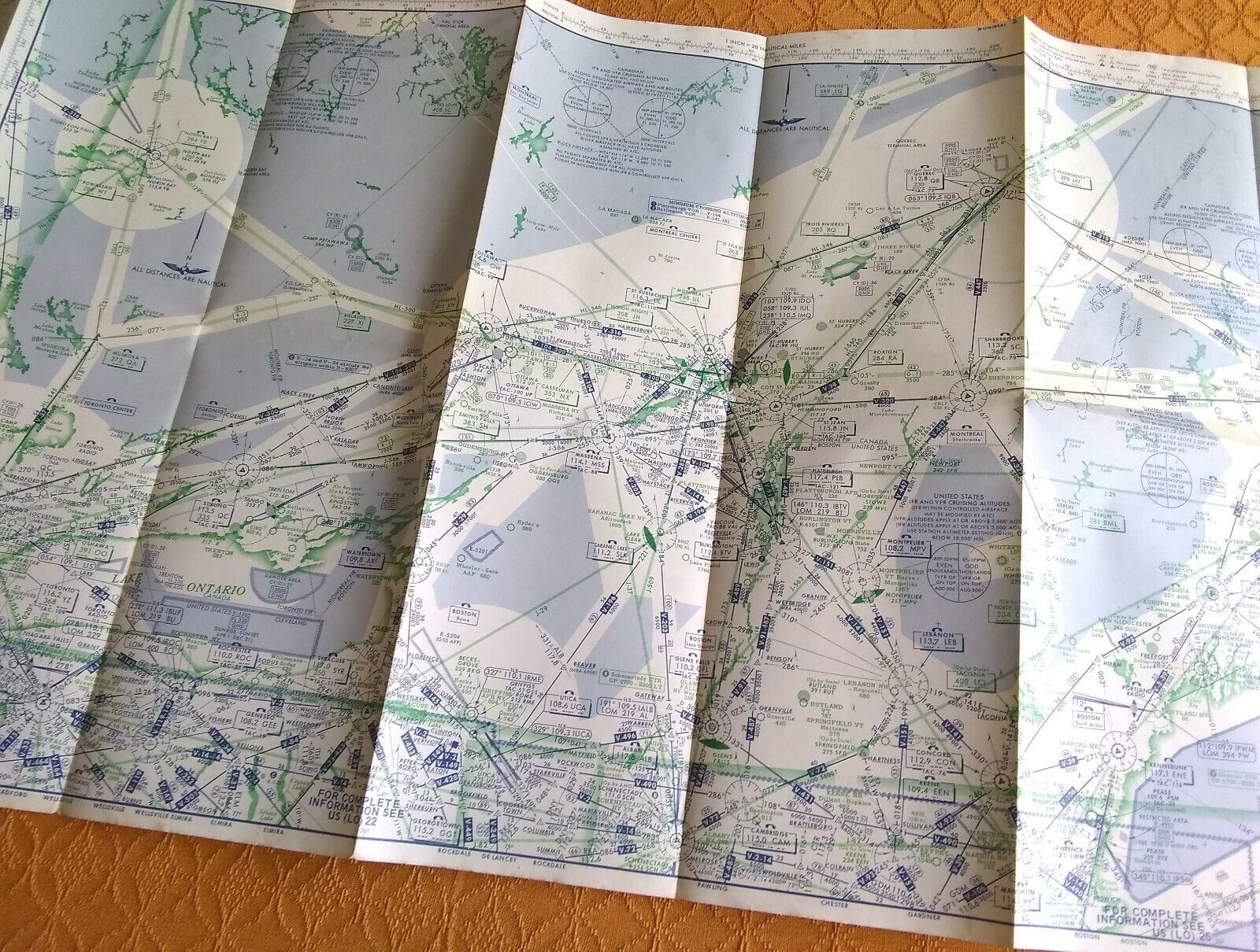 Vintage Map Aeronautical Chart 1960s US Low Altitude Enroute Chart Double Sided