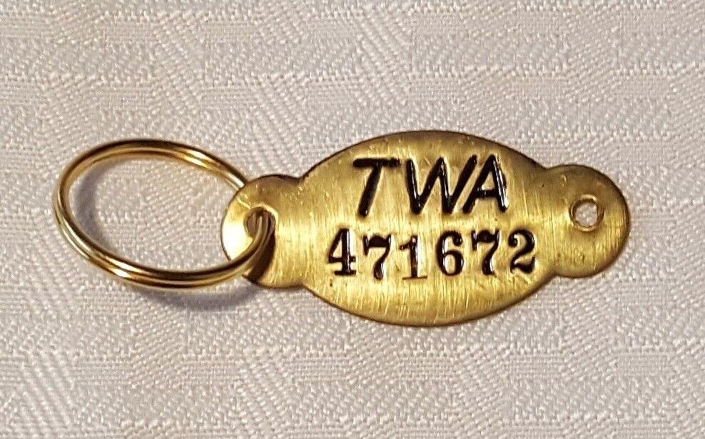 Trans World Airlines TWA Brass Inventory Tag Keychain