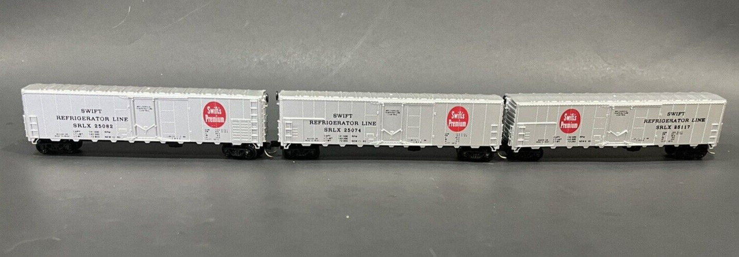 Lot of 3 N SCALE Con-Cor Rolling Stock 50Ft Mechanical Reefer Swift\'s Premium