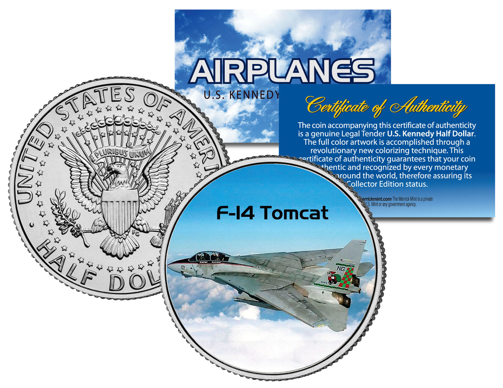 F-14 TOMCAT * Airplane Series * JFK Kennedy Half Dollar US Colorized Coin