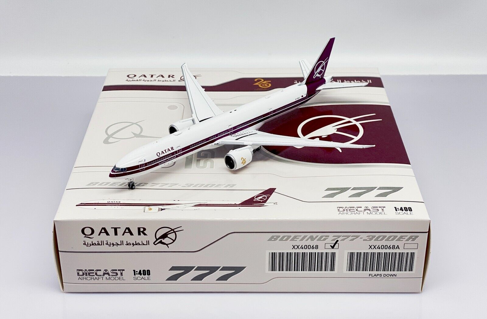 Qatar Airways B777-300ER Reg: A7-BAC JC Wings Scale 1:400 Diecast XX40068 (E)
