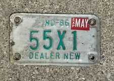 Vintage Dealer New Indiana Motorcycle License Plate 1986 picture