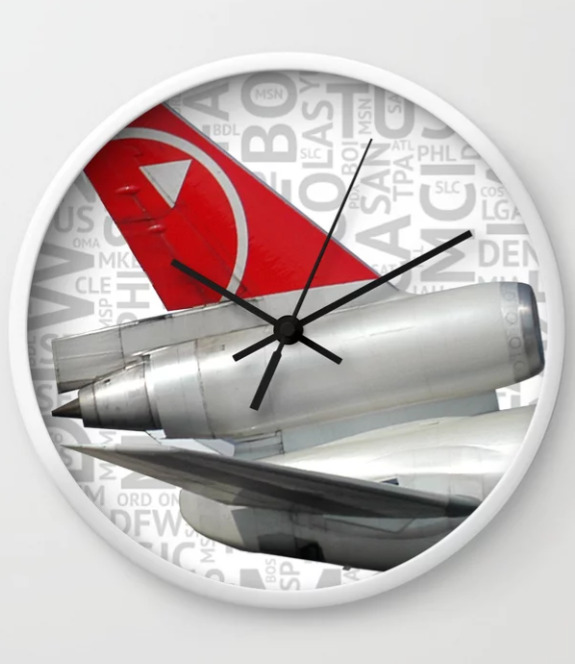 Northwest Airlines DC-10 Tail with Airport Codes - Wall Clock