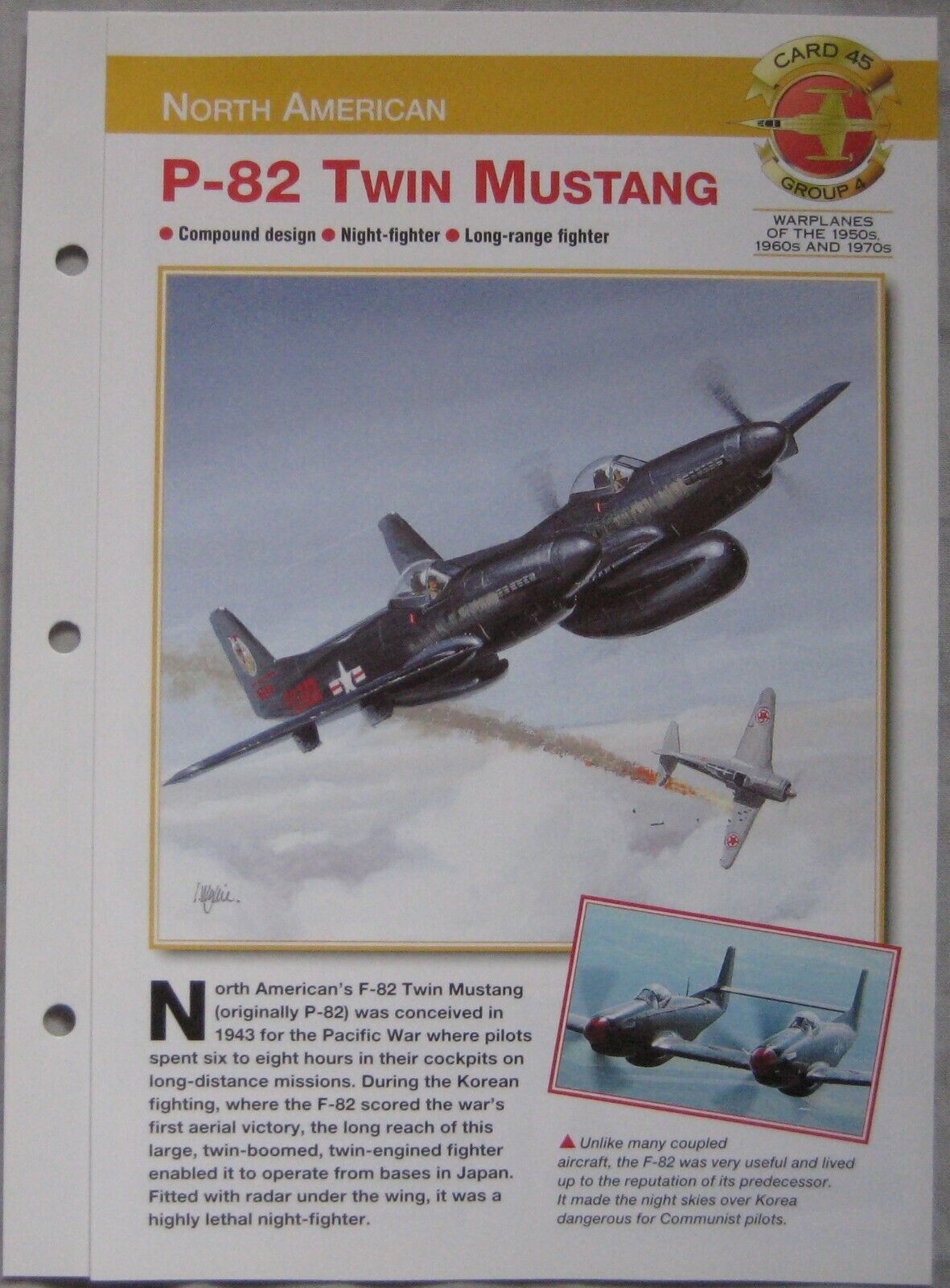 Aircraft of the World Card 45 , Group 4 - North American P-82 Twin Mustang