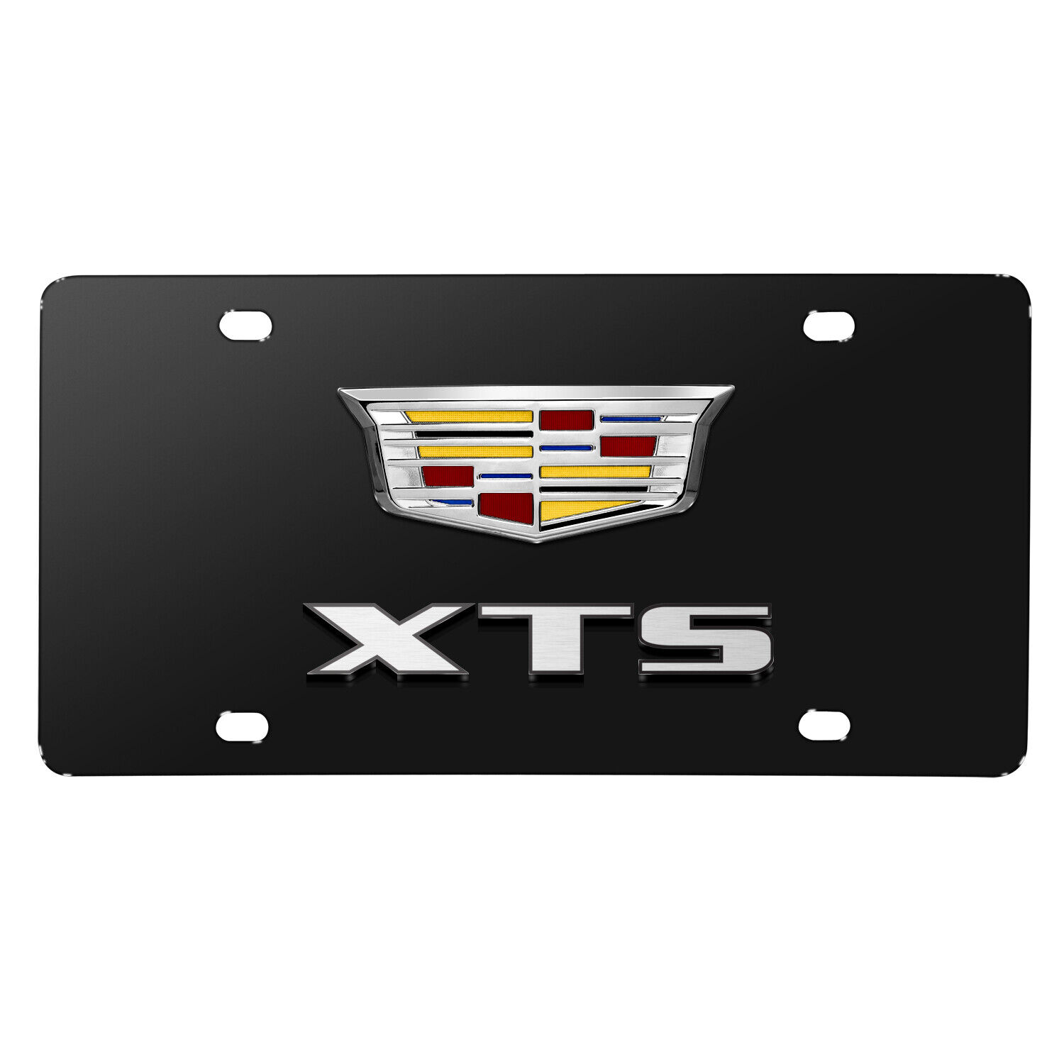 Cadillac XTS Crest 3D Dual Logo Black Stainless Steel License Plate