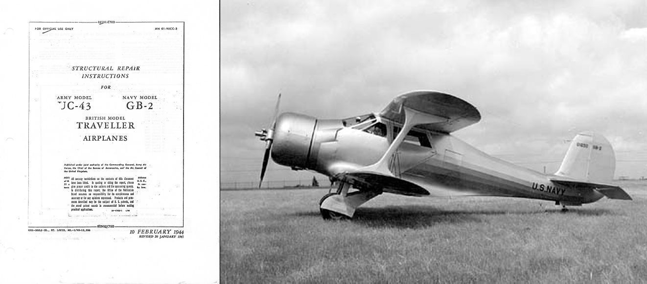  Beechcraft UC-43 GB-2 Traveller Model Staggerwing service repair manual 1940\'s