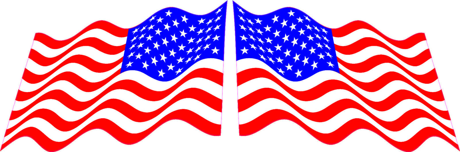 3in x 2in Mirrored Waving American Flag Stickers Car Truck Vehicle Bumper Decal