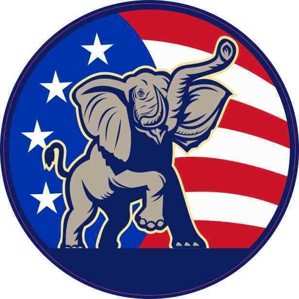 4 x 4 American Flag Republican Elephant Sticker Bumper Decal Vinyl Cup Stickers