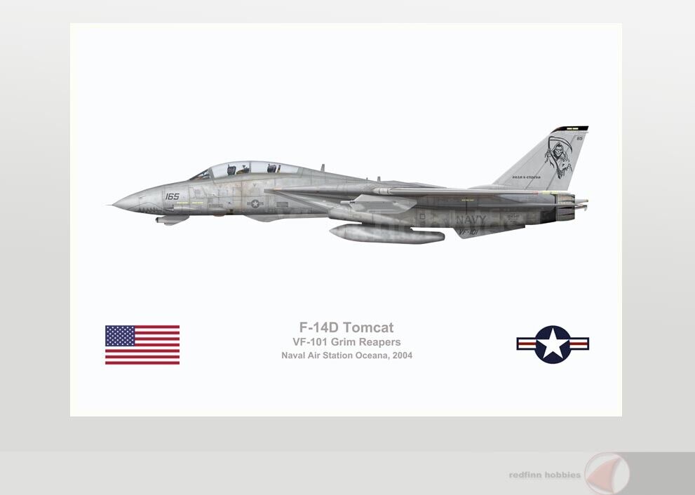 Warhead Illustrated F-14D Tomcat VF-101 Grim Reapers  #165 Aircraft Print