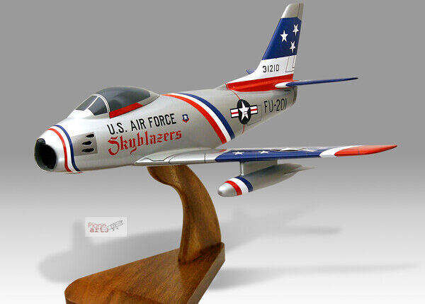 North American F-86 Sabre USAF Skyblazers Solid Wood Handmade Desktop Model