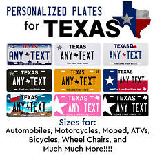 Custom TEXAS License Plate Tag Personalized for Auto Car Bicycle ATV Bike Moped picture