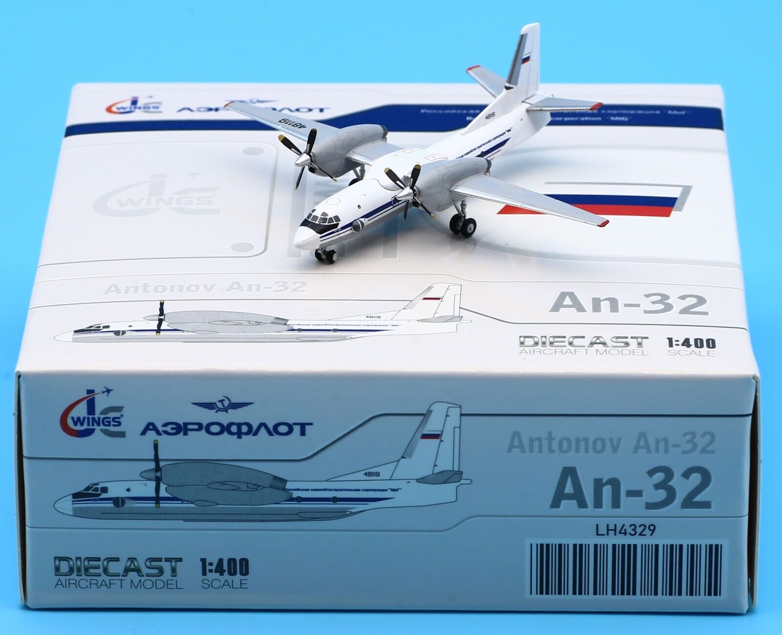 JC Wings 1:400 Russian Aircraft Corporation Antonov An-32 Diecast Model 48119