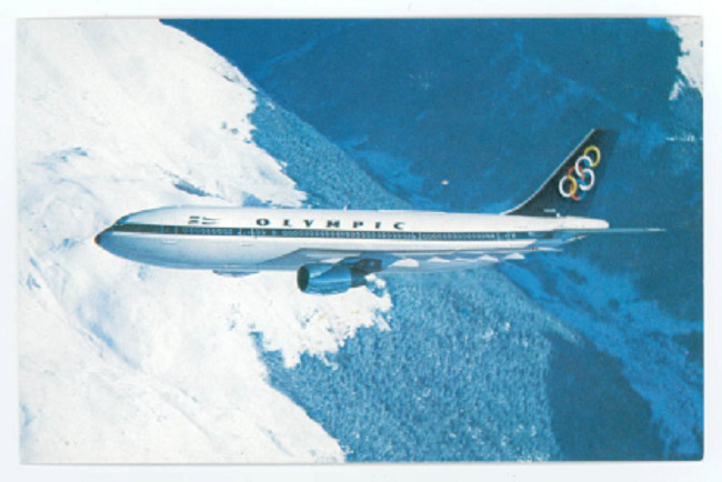 Olympic Airways Postcard - Vintage 1970s Airbus A300 Jet Airplane Air Lines Card