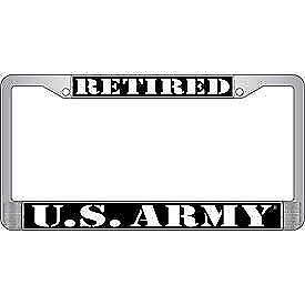 United State Army Retired Auto License, Quality Plate Chrome Frame USA -6\