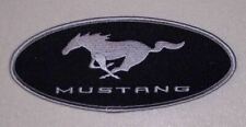 BRAND NEW BLACK AND SILVER 10.75” FORD MUSTANG PONY EMBROIDERED IRON ON PATCH picture