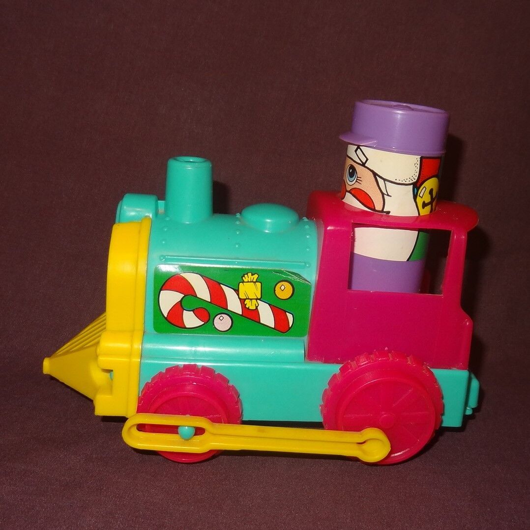 Vintage Train Engine Christmas Santa Claus Amloid Corp Locomotive Pull Toy  5\