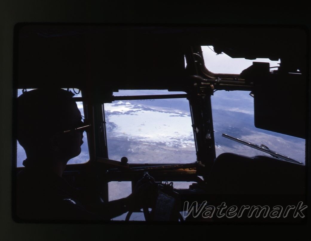1967   Photo slide  CA ANG military C-97 airplane interior cockpit in flight #1