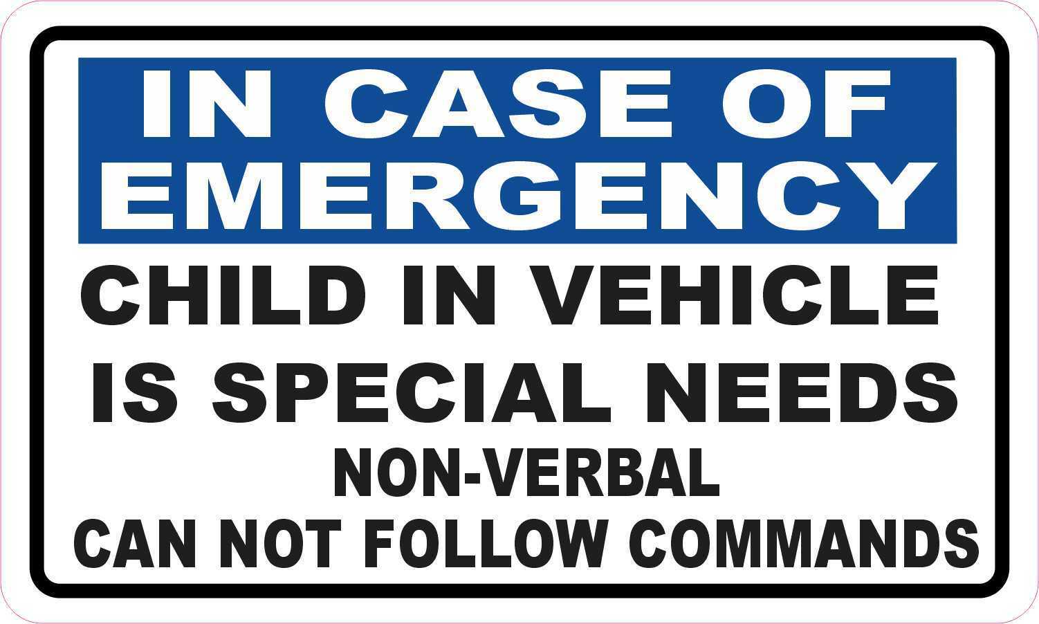5in x 3in Child Is Special Needs Non-Verbal Magnet Car Vehicle Magnetic Sign