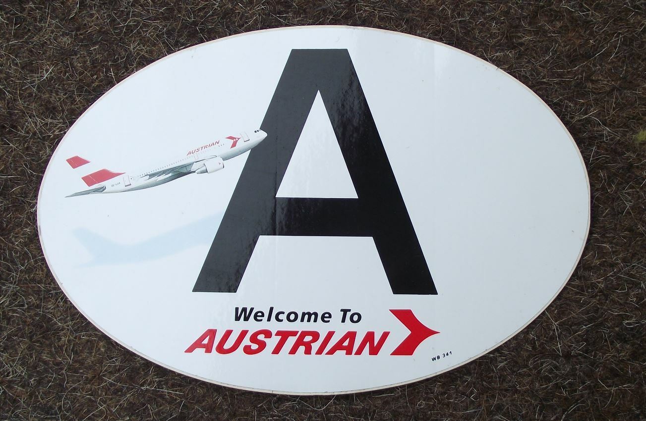 1990s Large Austrian Airlines Austira Airbus Aircraft Airliner Sticker Decal 