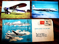 Pan Am 30th Anniversary Cover 1927-1957 Havana-Miami + 2 Postcards FC-71 DC-7 picture