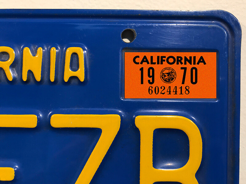 1970 California License Plate Registration Sticker, YOM, CA DMV