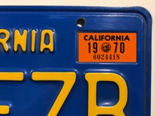 1970 California License Plate Registration Sticker, YOM, CA DMV picture
