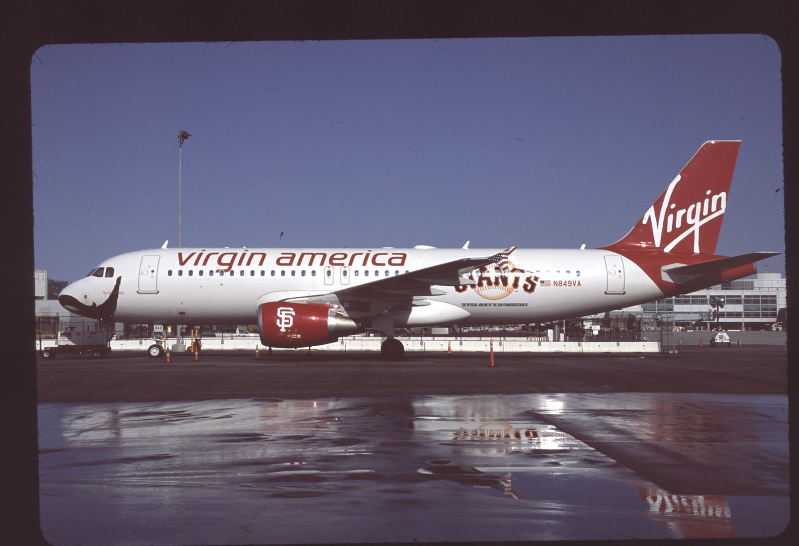 Orig 35mm airline slide Virgin America A320-214 N849VA Orig 35mm airline slide Virgin America A320-214 N849VA