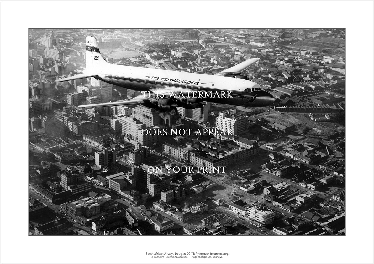 South African Airways Douglas DC-7B A2 Art Print – Joh\'burg – 59 x 42 cm Poster