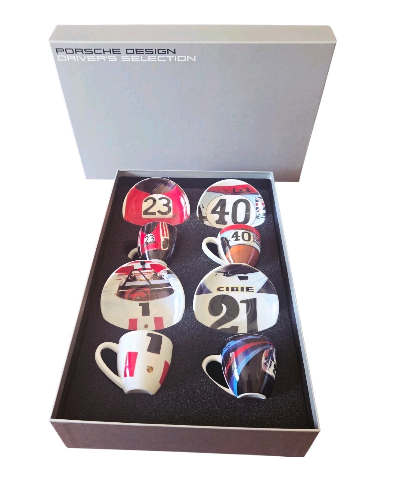 Porsche Limited Edition RACING Espresso Coffee Cup Set Boxed Set 2000 Germany Porsche Limited Edition RACING Espresso Coffee Cup Set Boxed Set 2000 Germany