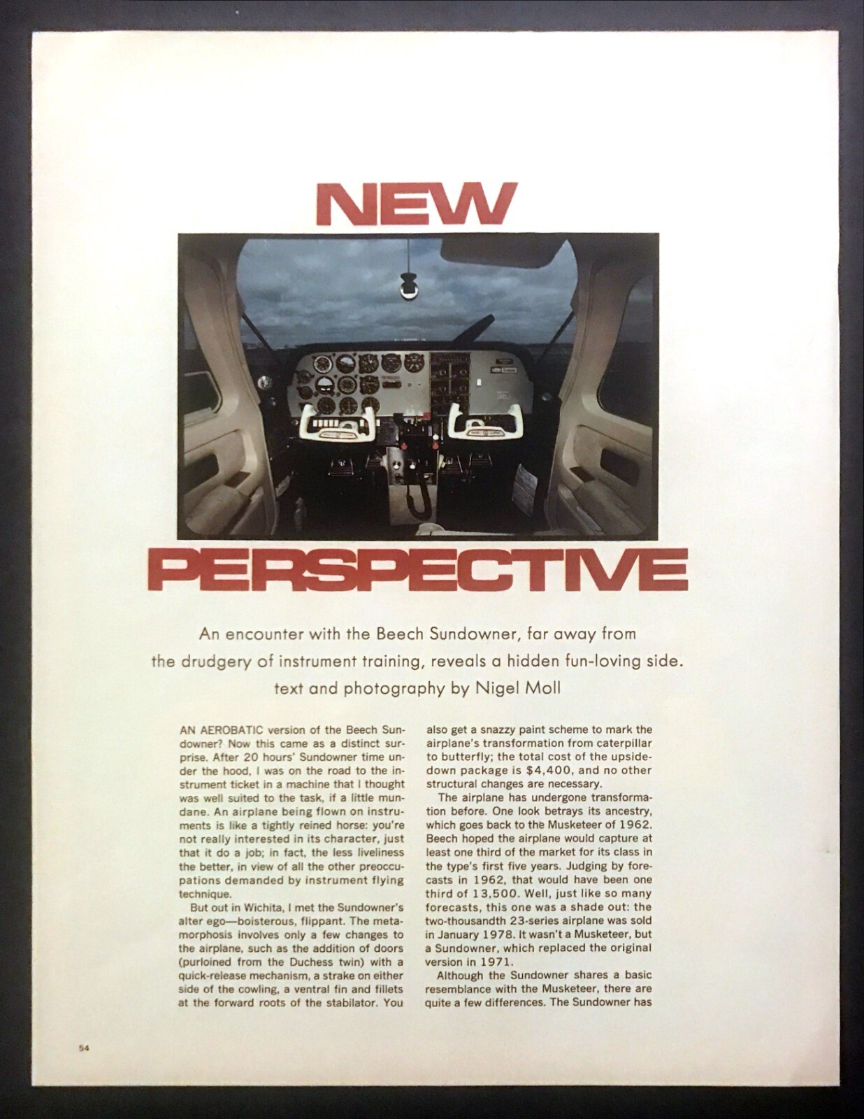 1980 Beech Sundowner Airplane Flight Test Technical Data Photos Review Article