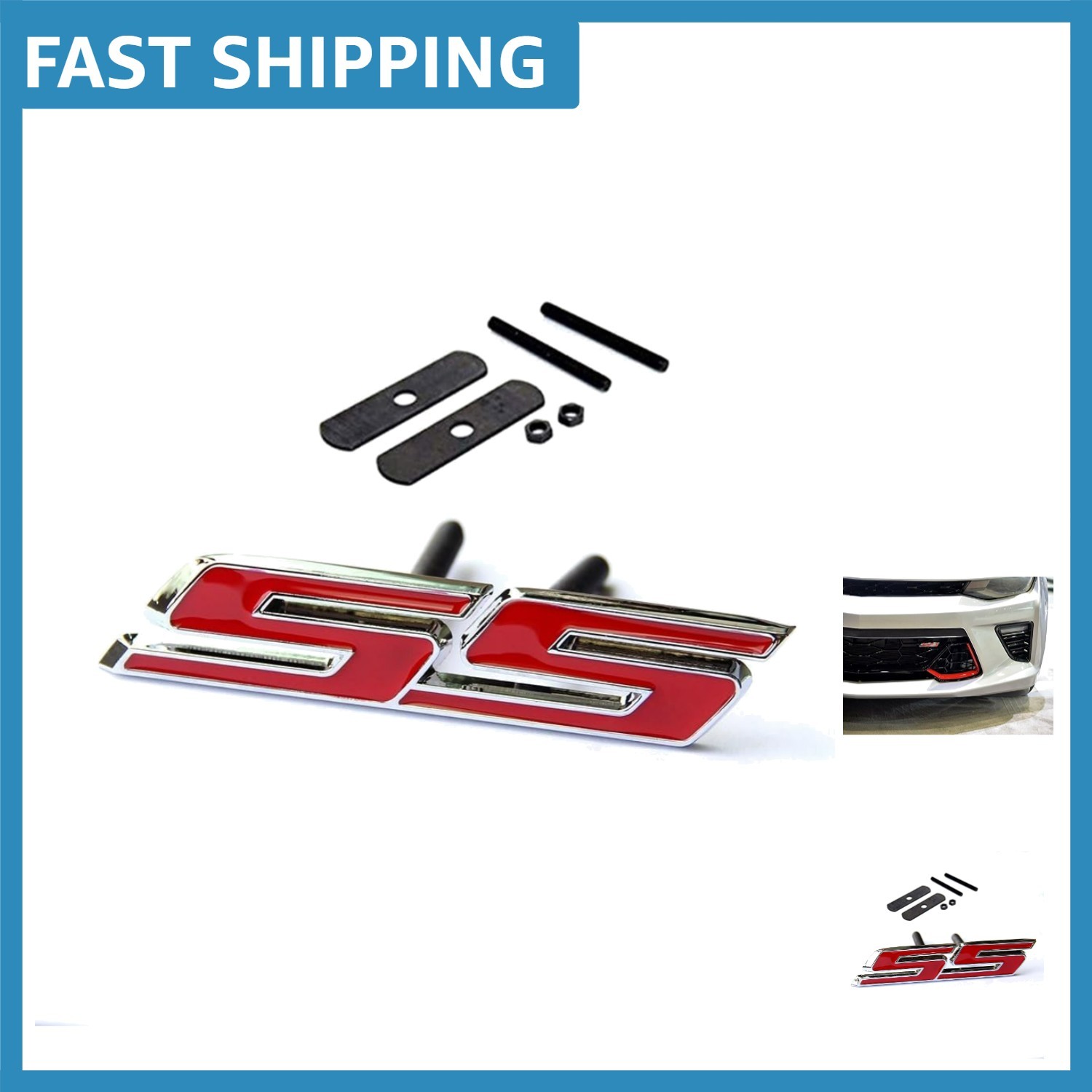 3D OEM Grille SS Emblem Badge in Chrome & Red – Universal Fit for ZL1 1LE