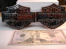 Harley Davidson Bar and Shield FLAT Chrome and Black METAL Tank Trim SET FreShip picture