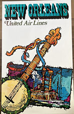 Vintage 1968 New Orleans United Airlines Promotional Travel Poster - New picture