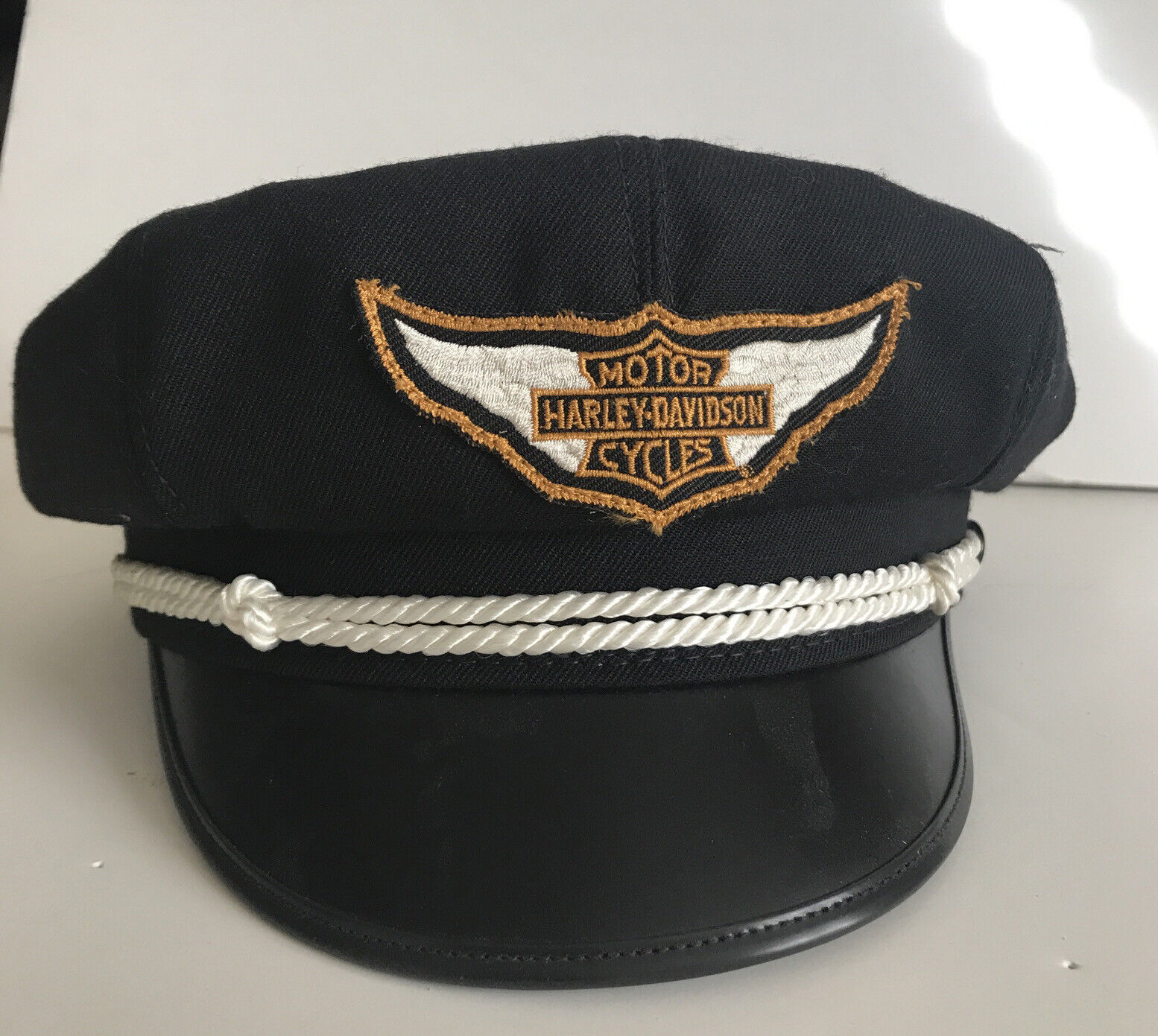  Harley Davidson Road Captain\'s Hat Panel Biker Cap Small Bill Size L RETRO