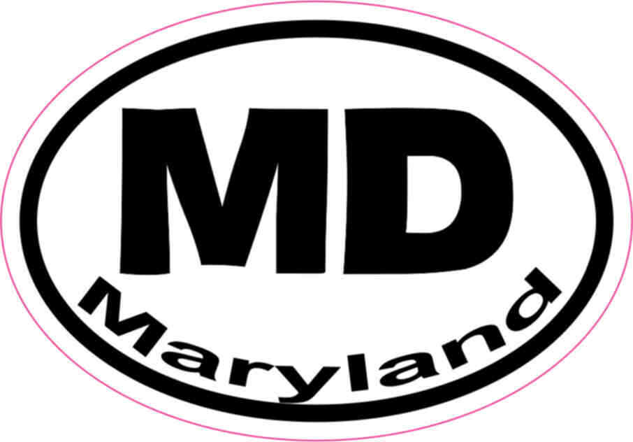 3X2 Oval MD Maryland Sticker Vinyl State Vehicle Window Stickers Bumper Decal