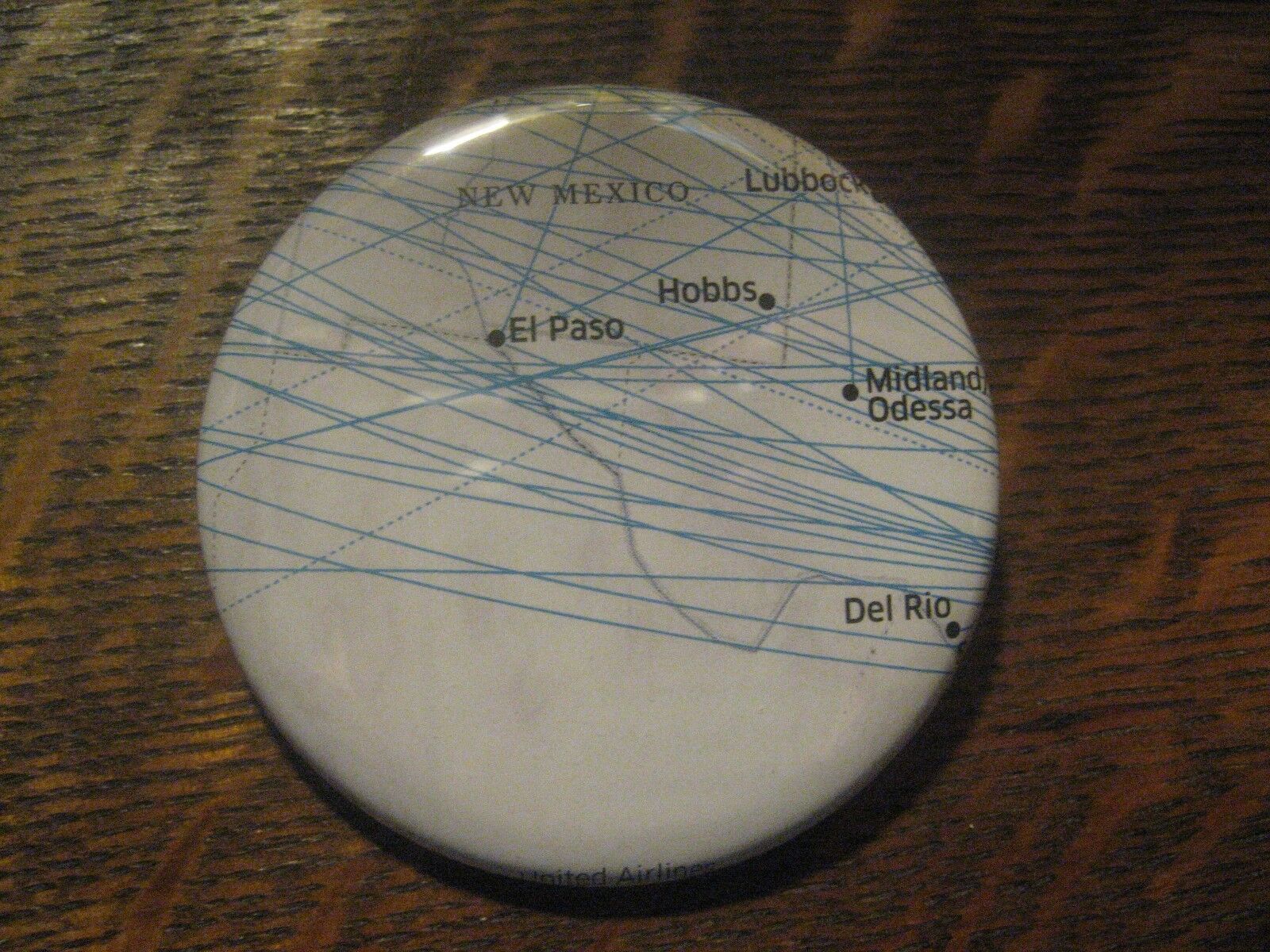United Airlines UAL Texas Southern USA El Paso Lubbock Route Map Pocket Mirror