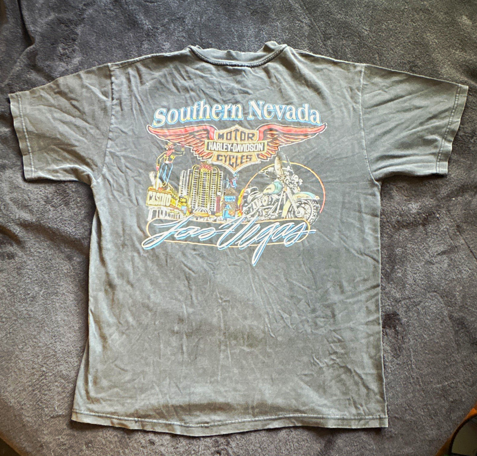 Harley-Davidson 1992 Southern Nevada Motor Cycles Las Vegas Pocket Vintage Fade Harley-Davidson 1992 Southern Nevada Motor Cycles Las Vegas Pocket Vintage Fade