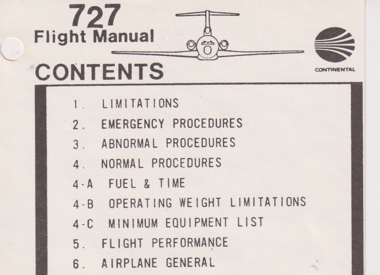 Continental B727-200 AOM, Vol 1