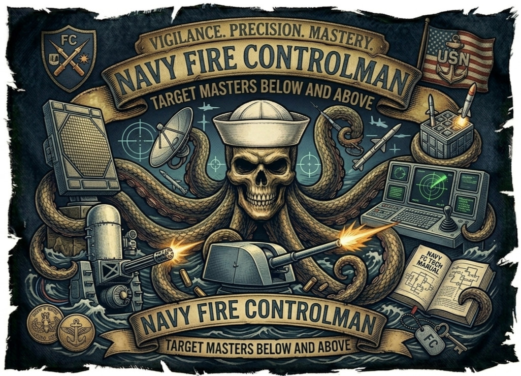 US Navy Fire Controlman Black Flag Series Premium USN Veteran 5\