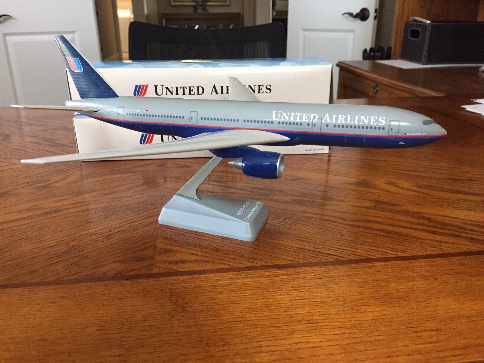 United Airlines 777-200 Molded Plastic Airplane Model by Flight Miniatures Inc.