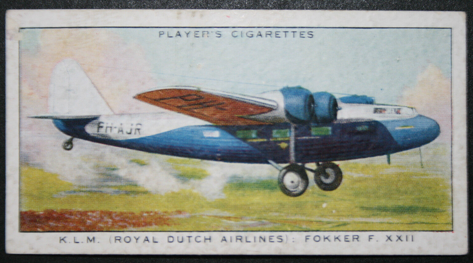 KLM  Fokker  F. XX11 Airliner   Original 1930's Aviation Card KB09M