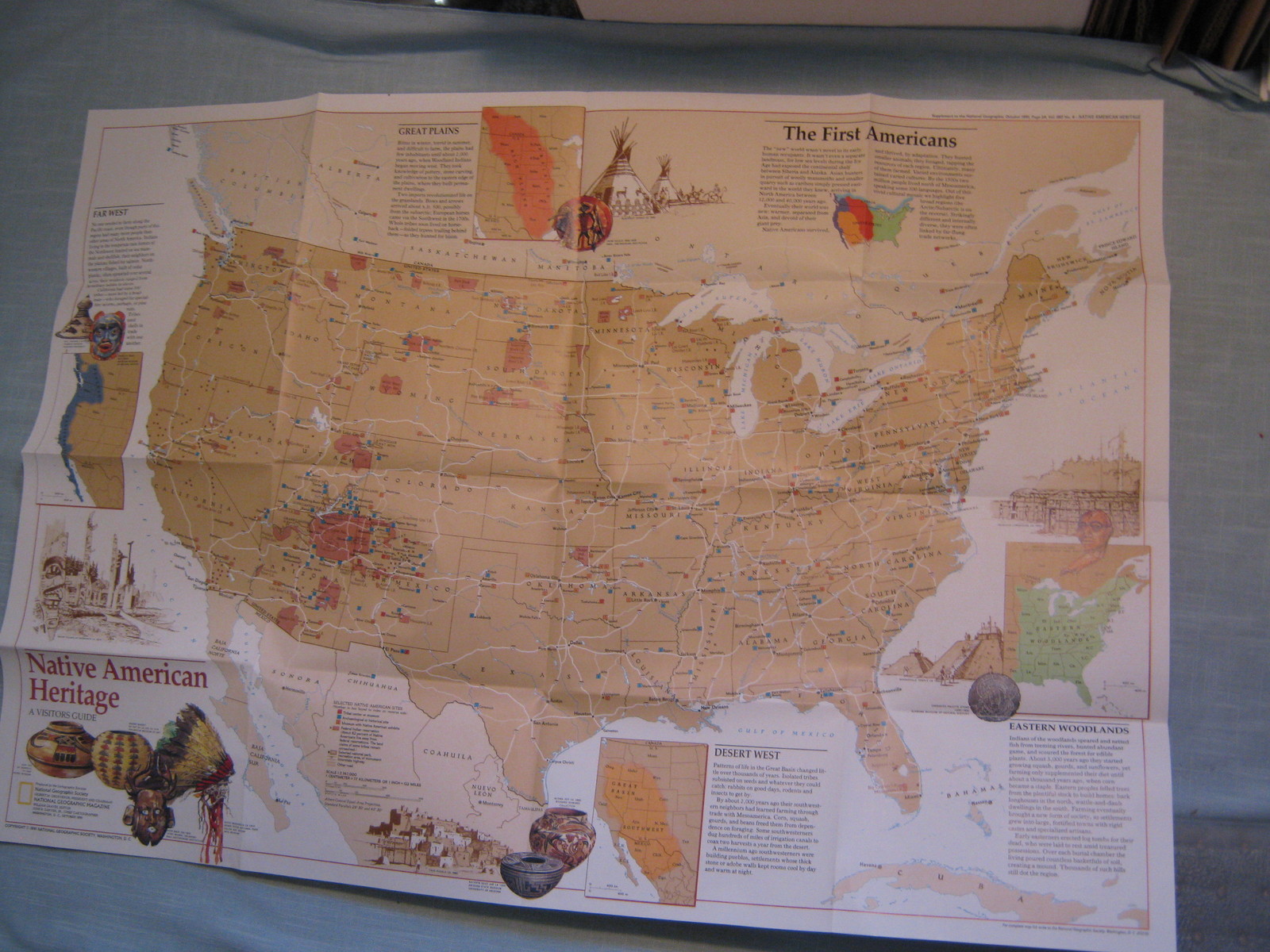 NATIVE AMERICAN HERITAGE U.S. MAP + WHAT TO VISIT National Geographic Oct. 1991