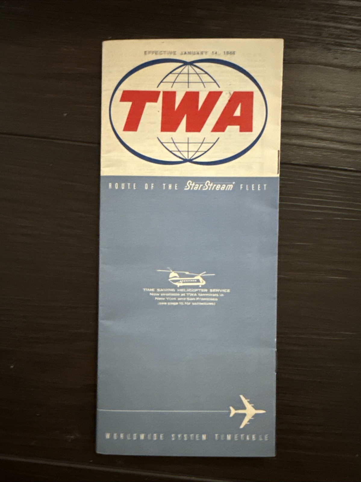 TWA Trans World Airlines system timetable 1/14/66 TWA Trans World Airlines system timetable 1/14/66