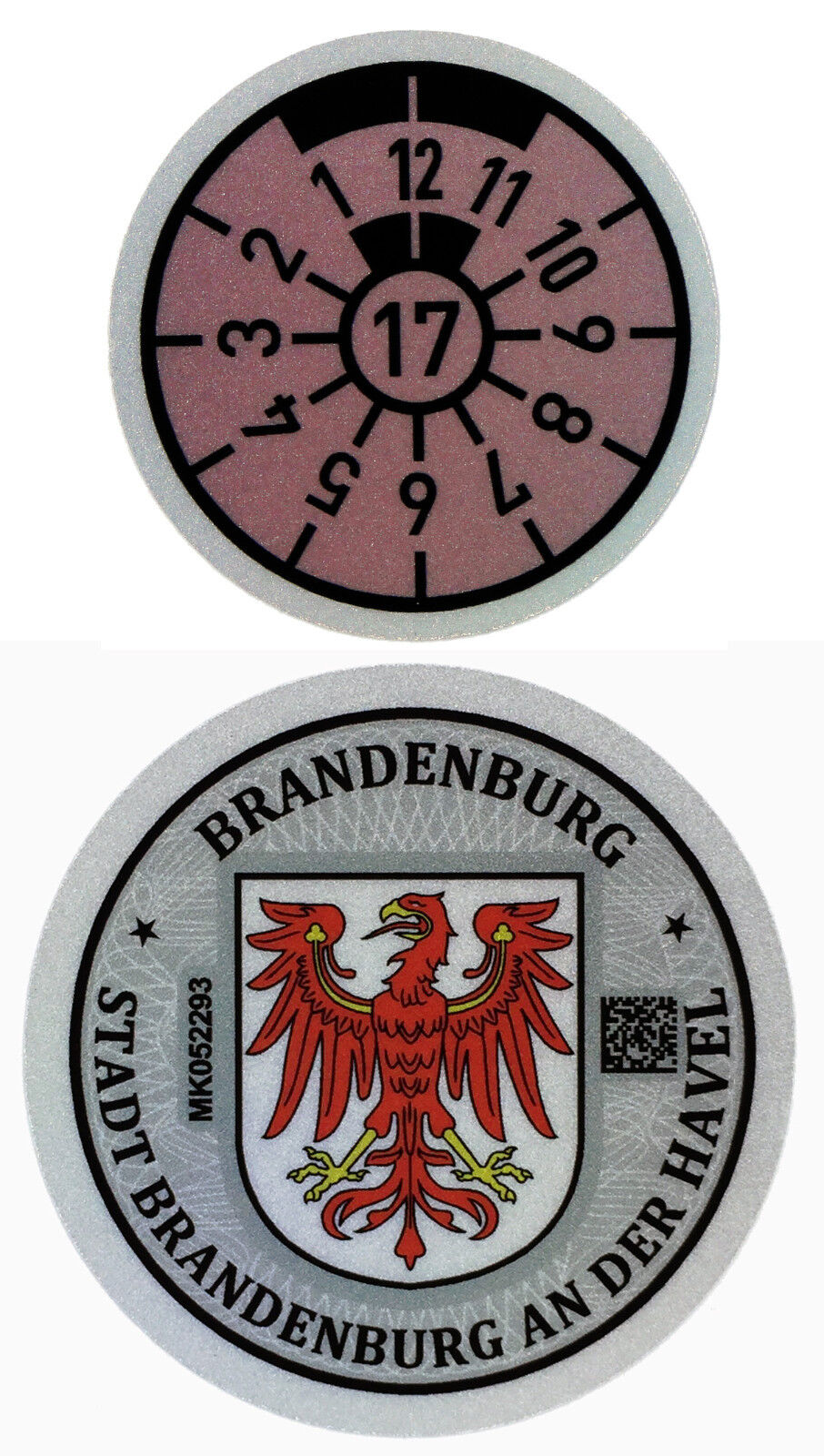 Brandenburg Germany German License Plate Registration Seal & Inspection Sticker